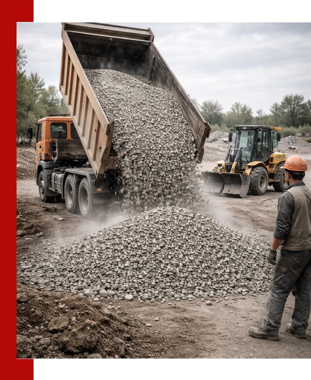 Доставка щебня в Хабаровске крупными и мелкими фракциями