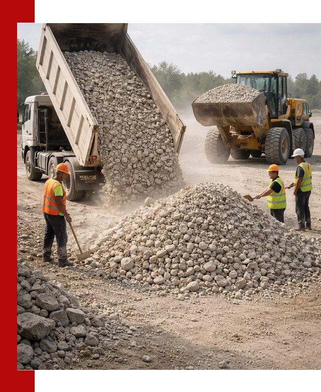 Доставка известнякового щебня фр. 40-70 в Хабаровске