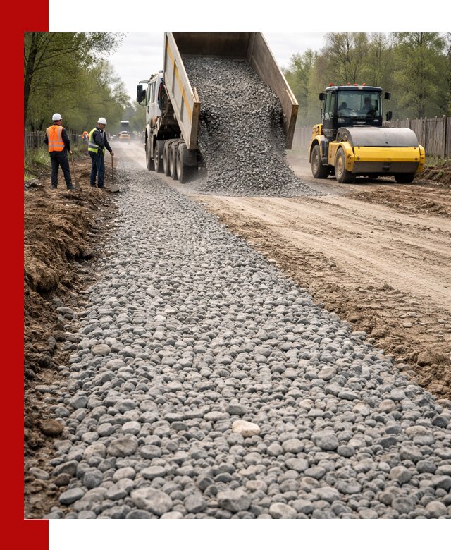 Доставка щебня для отсыпки дорог в Хабаровске высокого качества