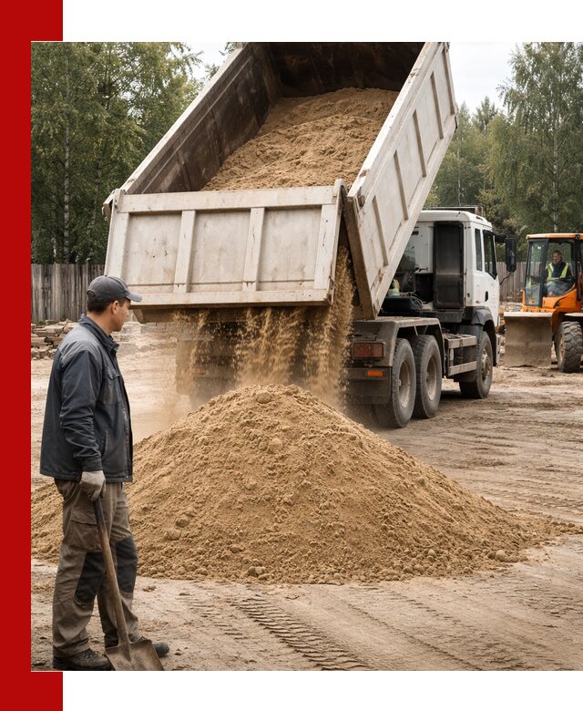 Доставка и продажа песка с разгрузкой в Хабаровске