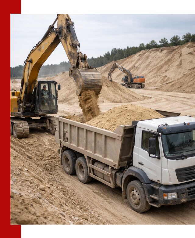 Доставка карьерного песка с самосвалами и разгрузкой в Хабаровске