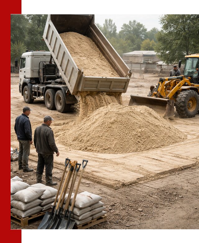 Доставка мытого песка в Хабаровске с самосвалами по выгодной цене