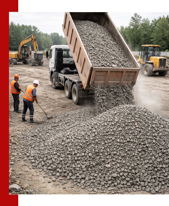 Доставка гравия фракции 40-70 в Хабаровске оптом и в розницу