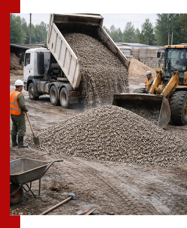 Мытый гравий с доставкой в Хабаровске от карьера до участка