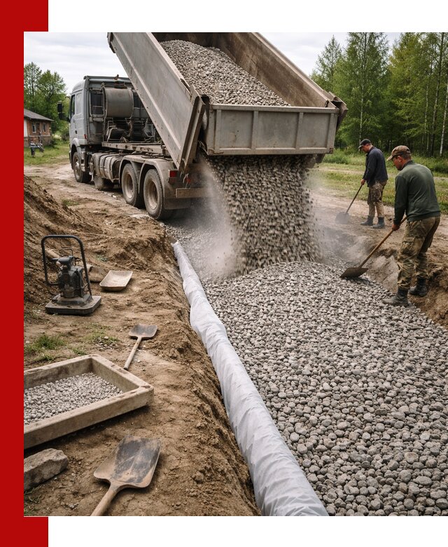 Гравий для дренажа с доставкой в Хабаровске качественный и недорогой