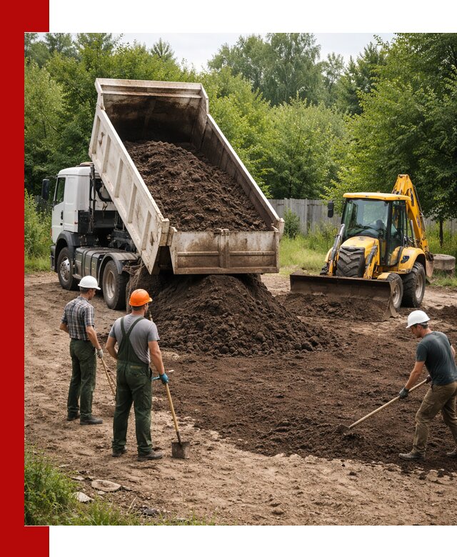 Доставка и укладка грунта для выравнивания участка в Хабаровске