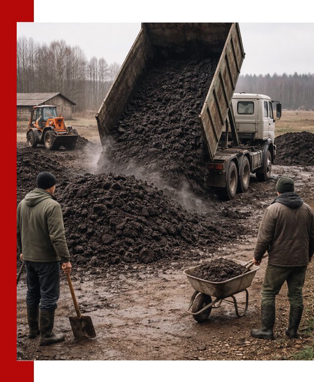 Доставка низинного торфа с разгрузкой и доставкой в Хабаровске