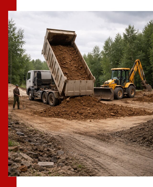 Доставка суглинка самосвалами в Хабаровске подсыпка и планировка