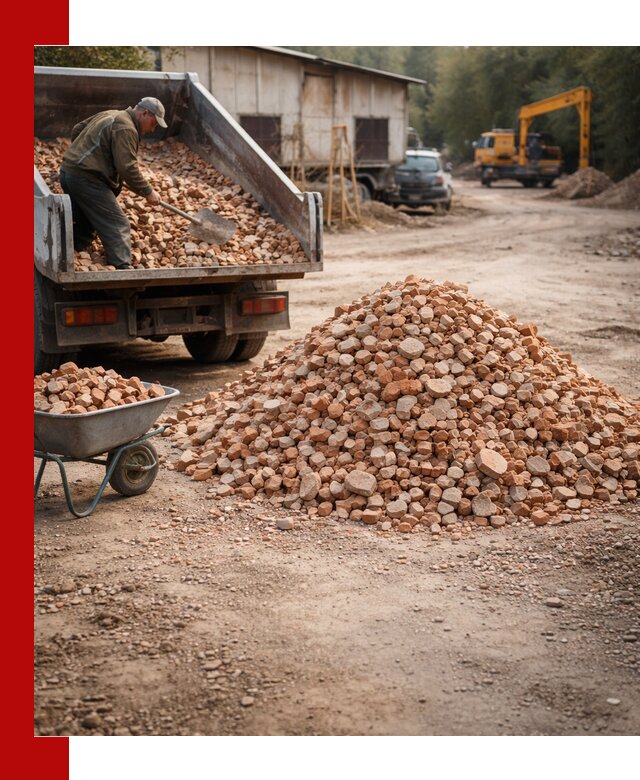 Доставка и подушка из боя кирпича с разгрузкой в Хабаровске