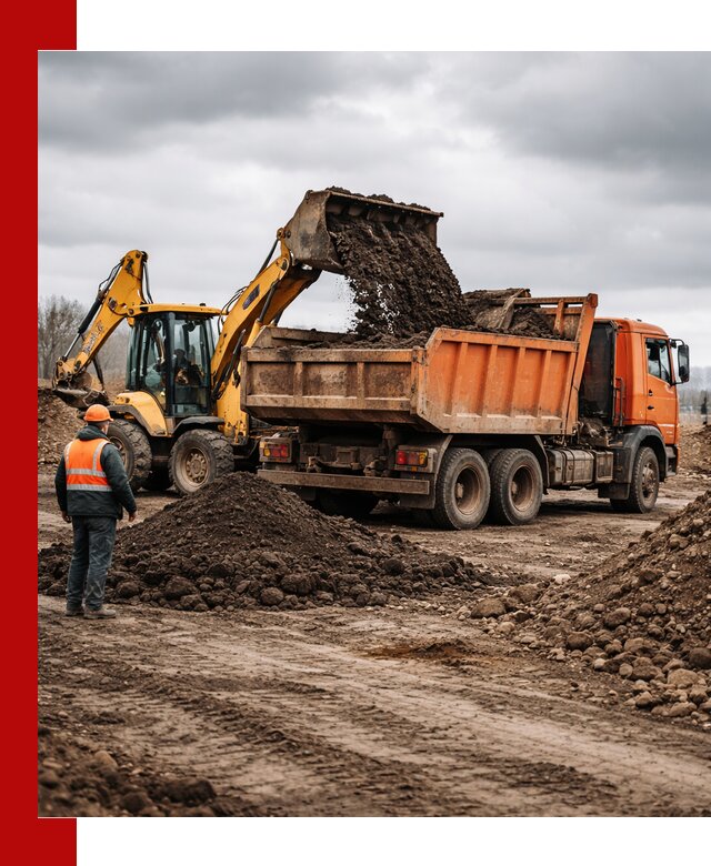 Вывоз грунта и строительного мусора в Хабаровске грузовыми самосвалами