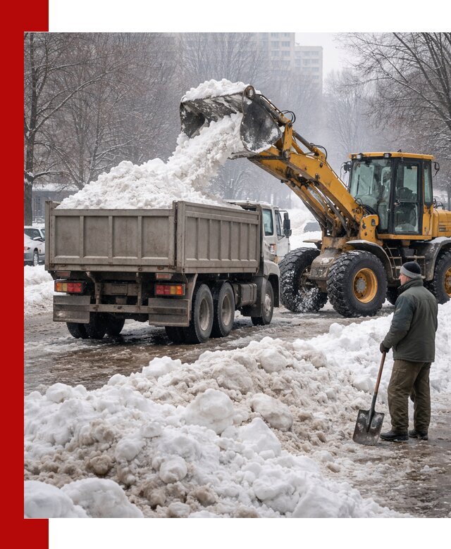 Вывоз снега грузовой техникой в Хабаровске оперативно и чисто